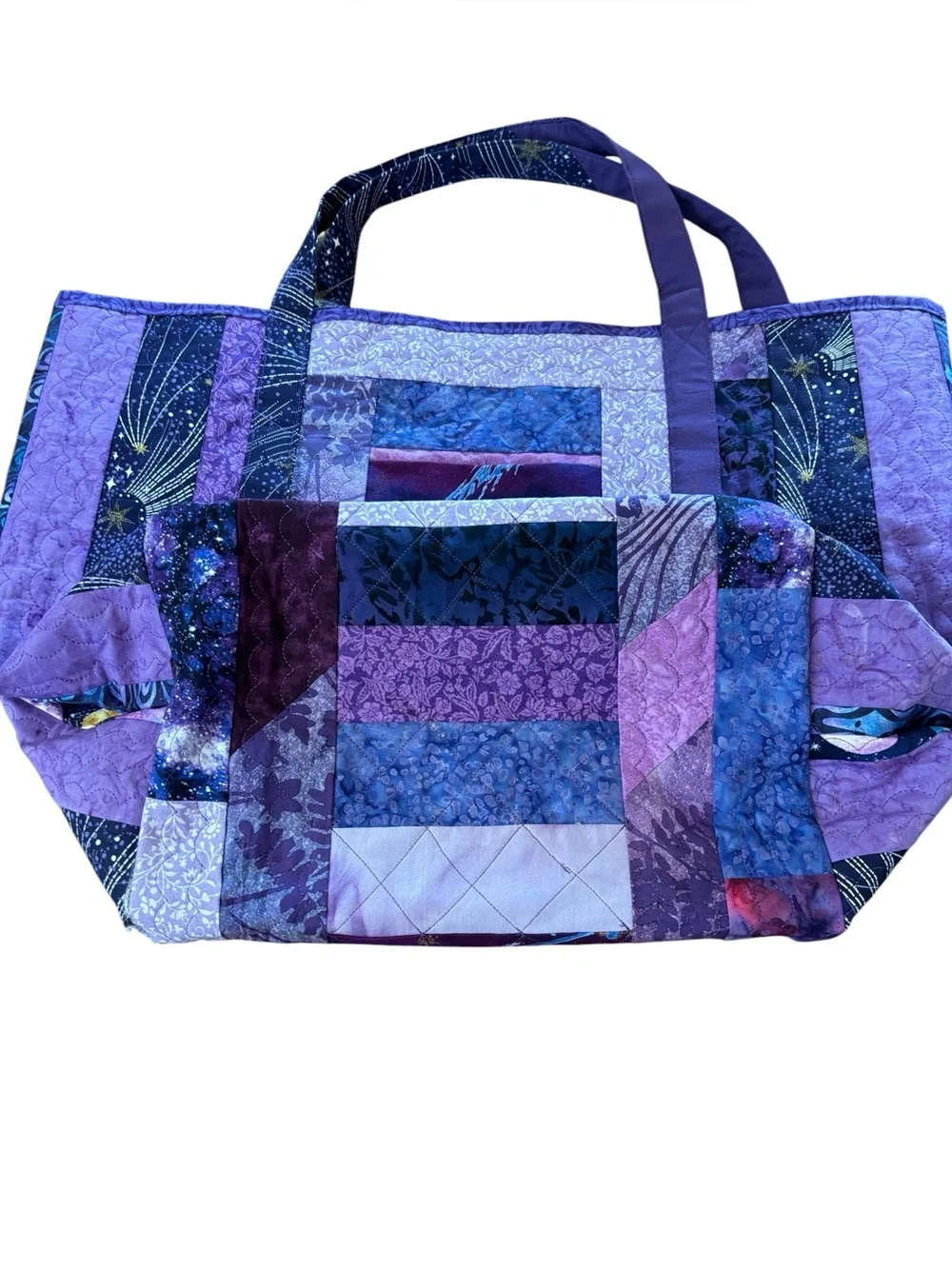 Quilted Purple Tote with Constellation Theme‎ NWOT